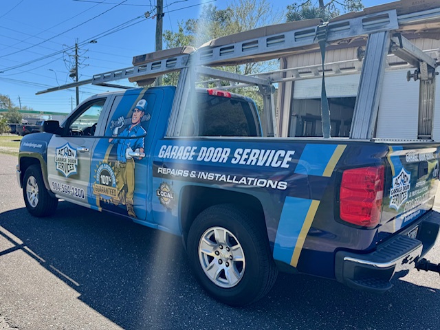 Action Garage Door Services truck in Jacksonville